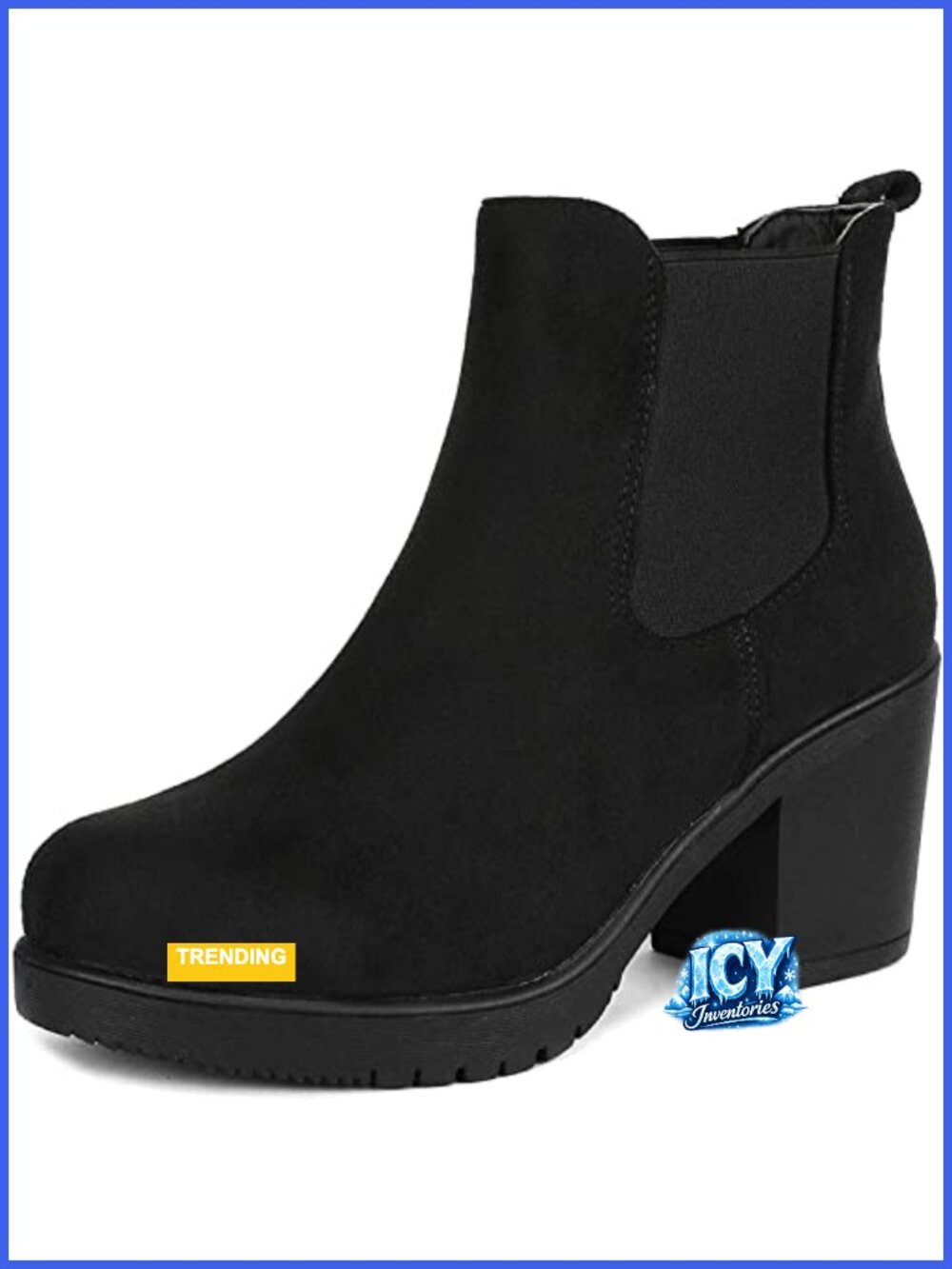 Women's Chelsea Ankle Boots Faux Suede Block Heel Pull-On Booties